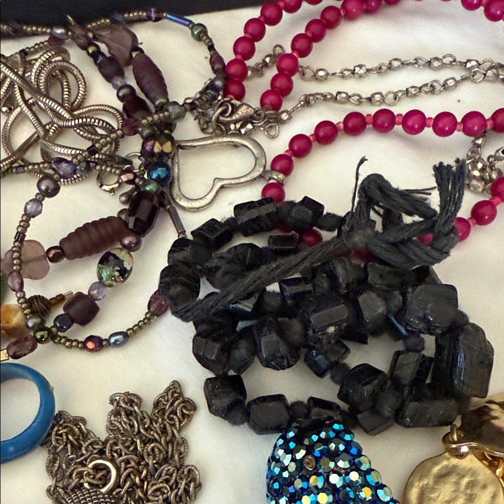 Craft Jewelry Bundle Chain Beads Stones Crystals Faux Pearls Vintage - Picture 6 of 10